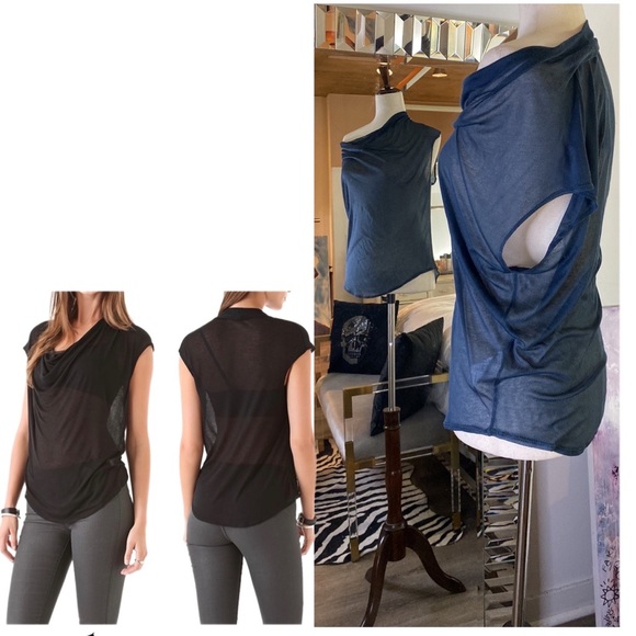 Sheer Helmut Lang Cowl neckline Top. Can be worn Off-Shoulder - Medium - Picture 11 of 11